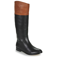 Schuhe Damen Klassische Stiefel Lauren Ralph Lauren JUSTINE-BOOTS-TALL BOOT Schwarz / Cognac