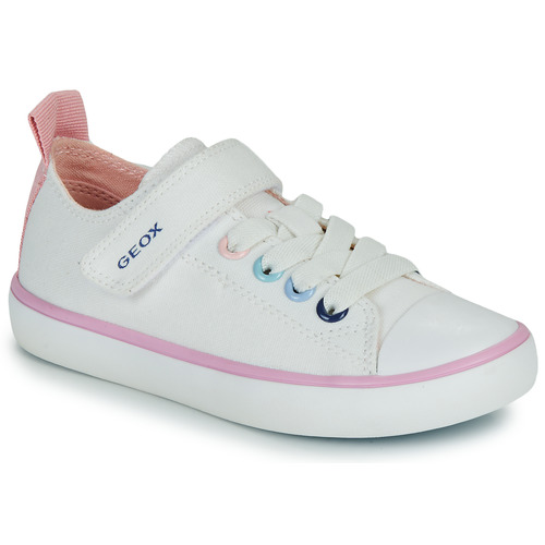 Schuhe Mädchen Sneaker Low Geox J GISLI GIRL Weiss / Rosa