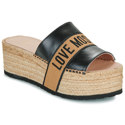 Schuhe Damen Pantoffel Love Moschino MULE RIBBON Schwarz / Beige