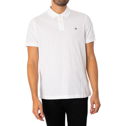 Kleidung Herren Polohemden Gant Reguläres Shield-Pique-Poloshirt Weiss