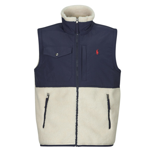 Kleidung Herren Fleecepullover Polo Ralph Lauren POLAIRE SHERPA ZIPPEE SANS MANCHE Marine / Creme / Winter / Creme / Newport / Navy