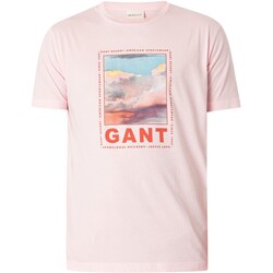 Kleidung Herren T-Shirts Gant Verwaschenes Grafik-T-Shirt Rosa