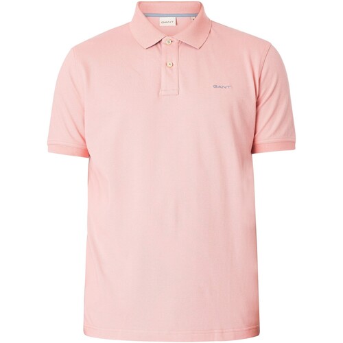 Gant Regular-Kontrast-Piqué-Rugger-Poloshirt Rosa