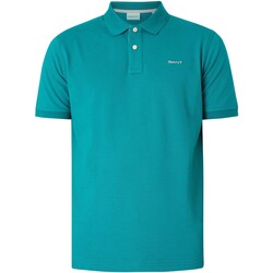 Kleidung Herren Polohemden Gant Regular-Kontrast-Piqué-Rugger-Poloshirt Grün