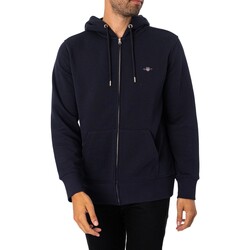 Kleidung Herren Sweatshirts Gant Regular Shield Kapuzenjacke mit Reißverschluss Blau