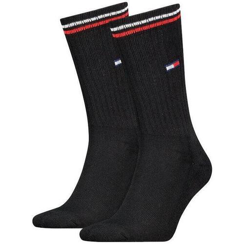 Accessoires Herren Socken & Strümpfe Tommy Hilfiger 2 Pack Flag Small Logo Socks Black Schwarz