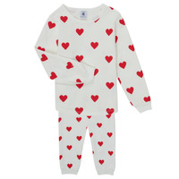 textil Pige Pyjamas / Natskjorte Petit Bateau CASSANDRE Hvid / Rød