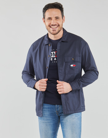 textil Herre Skjorter m. lange ærmer Tommy Jeans TJM CLASSIC SOLID OVERSHIRT Marineblå