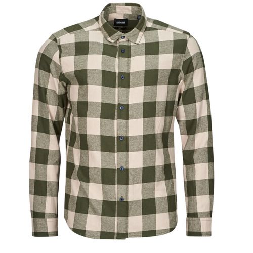 textil Herre Skjorter m. lange ærmer Only & Sons  ONSGUDMUND LIFE LS CHECKED SHIRT Kaki / Sort