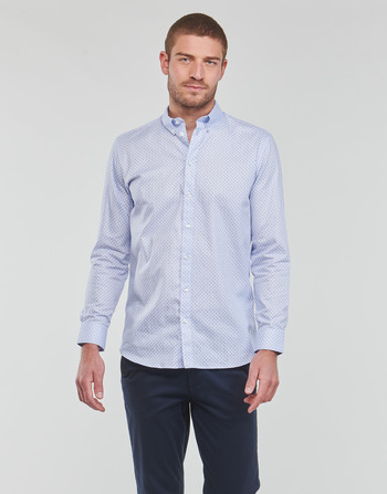 textil Herre Skjorter m. lange ærmer Selected ETHAN MICRO MOTIF SLIM FIT Blå / Himmelblå