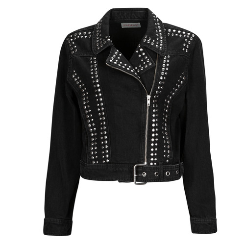 textil Dame Jakker i læder / imiteret læder Only ONLGILLA LS STUD DNM BIKER JACKET CRO Sort