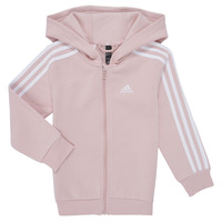 textil Pige Sportsjakker Adidas Sportswear Essentials 3-Stripes Zip Hooded Jacket Pink / Hvid