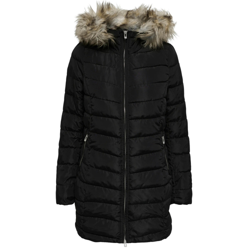 textil Dame Dynejakker Only ONLELLAN QUILTED HOOD FUR COAT CC OTW 15300255 Sort