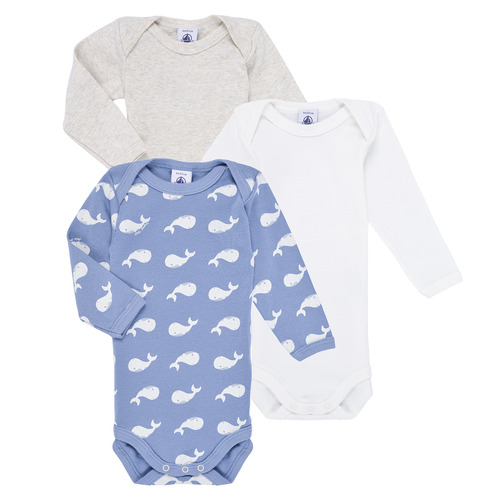 textil Børn Pyjamas / Natskjorte Petit Bateau BODY US ML MOBIDIC PACK X3 Beige / Blå