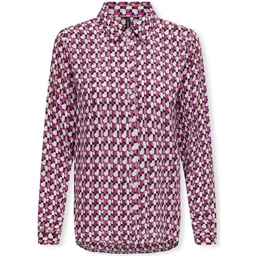 textil Dame Toppe / Bluser Only Alma Life Poly Shirt L/S - Magenta Purple/Posh Pink