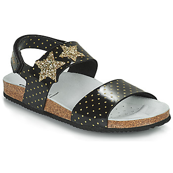 Zapatos Niña Sandalias Geox J ADRIEL GIRL Negro / Oro