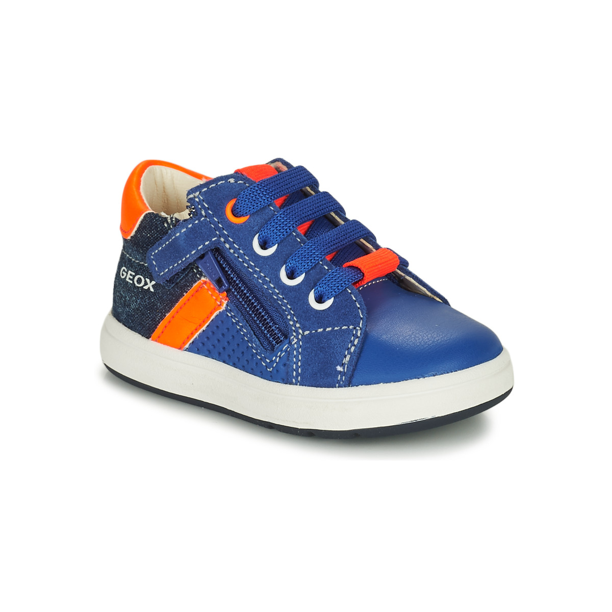 Zapatos Niño Zapatillas bajas Geox B BIGLIA B. B - NAPPA+DENIM SL Azul / Naranja