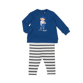 textil Niña Conjunto Polo Ralph Lauren BEAR SET-SETS-LEGGING SET Marino / Blanco