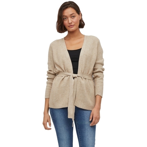 textil Mujer Abrigos Vila Ril Cardigan L/S - Natural Melange Blanco