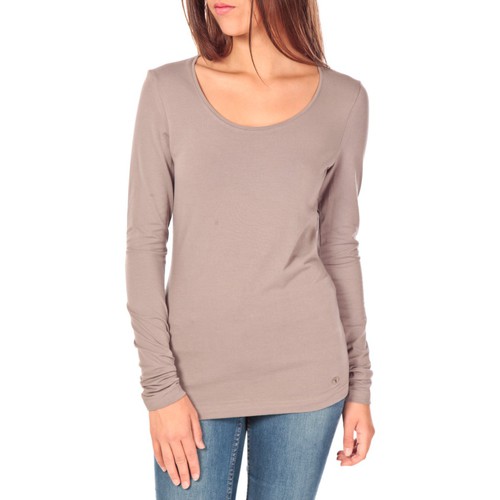 textil Mujer Camisetas manga larga Tom Tailor Lara Stretch Longsleeve Taupe Marrón