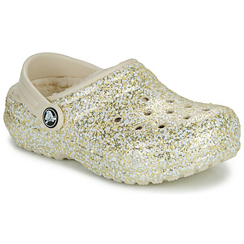 Zapatos Niña Zuecos (Clogs) Crocs Classic Lined Glitter Clog K Beige / Oro