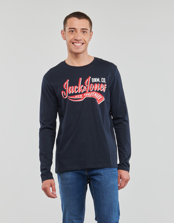 textil Hombre Camisetas manga larga Jack & Jones JJELOGO TEE LS O-NECK 2 COL AW23 SN Marino