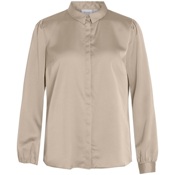 textil Mujer Tops / Blusas Vila Noos Ellette Satin Shirt - Cement Beige