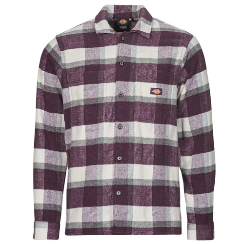 textil Hombre Camisas manga larga Dickies PLAID COALING LS SHIRT Blanco / Violeta