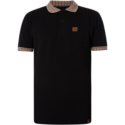 textil Hombre Polos manga corta Trojan Polo de piqué con ribete a cuadros de cuadros Negro