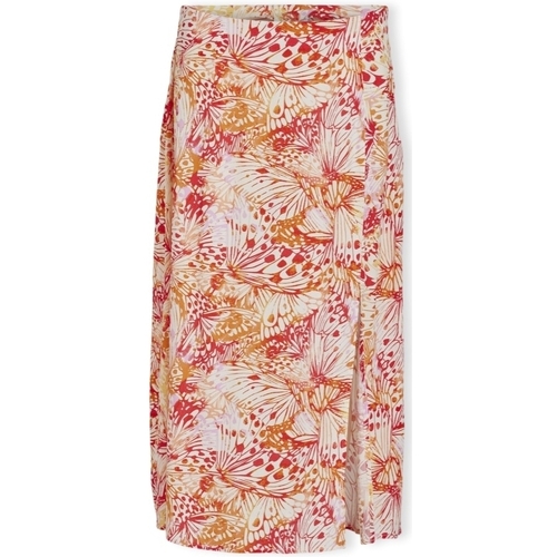 textil Mujer Faldas Vila Deniso Fla Skirt - Cloud Dancer/Fla Double Multicolor