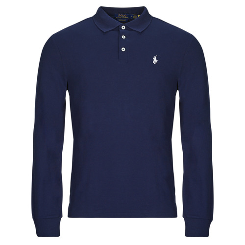 textil Hombre Polos manga larga Polo Ralph Lauren POLO COUPE AJUSTEE SLIM FIT EN COTON STRECH MESH Marino / Refinado / Navy