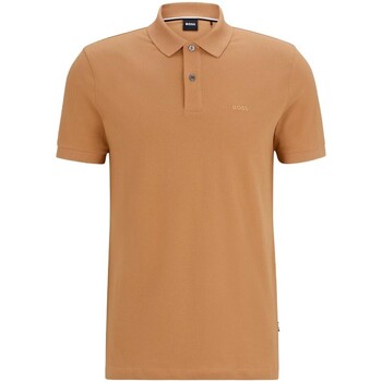 textil Hombre Polos manga corta BOSS - Polo con Logo Bordado Beige