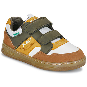 Zapatos Niño Zapatillas bajas Kickers KICKBIKING Cognac / Blanco / Amarillo / Kaki