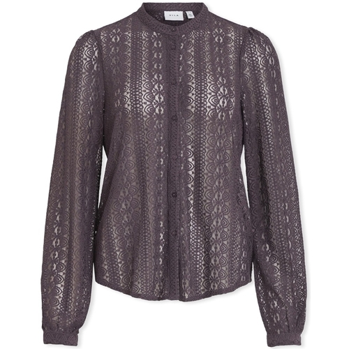 textil Mujer Tops / Blusas Vila Noos Chikka Lace Shirt L/S - Plum Perfect Violeta