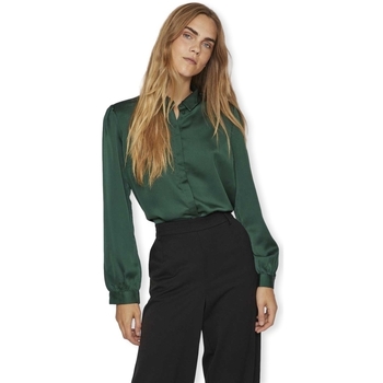 textil Mujer Tops / Blusas Vila Noos Ellette Satin Shirt L/S - Pineneedle Verde