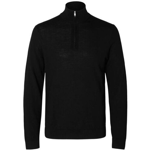 textil Hombre Jerséis Selected 16094655 MERINO HALF ZIP-BLACK Negro