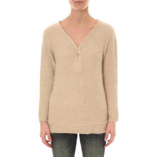 textil Mujer Jerséis De Fil En Aiguille Pull Zip Senes YM08 ECRU Beige