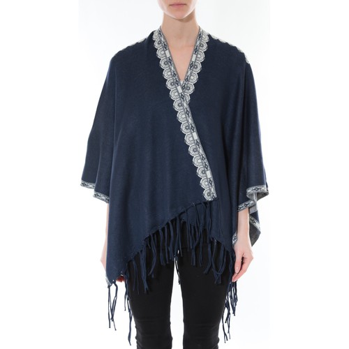 textil Mujer Chaquetas De Fil En Aiguille Poncho Senes  Marine YM 121 Azul