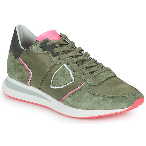 Shoes Women Low top trainers Philippe Model TROPEZ X LOW WOMAN Kaki / Pink