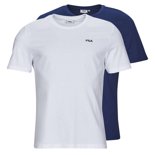 Clothing Men short-sleeved t-shirts Fila BROD TEE PACK X2 Marine / White