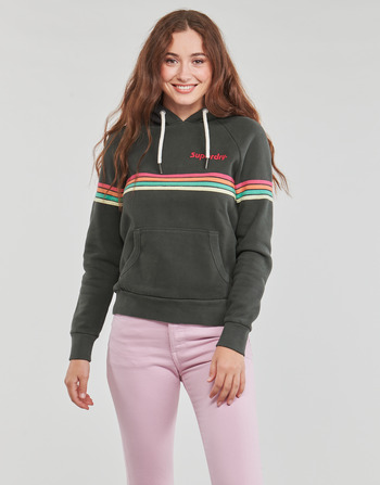 Clothing Women sweaters Superdry RAINBOW STRIPE LOGO HOODIE Black / Multicolour