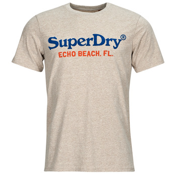 Clothing Men short-sleeved t-shirts Superdry VENUE DUO LOGO T SHIRT Beige