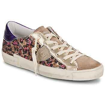 Shoes Women Low top trainers Philippe Model PRSX LOW WOMAN Leopard / Violet