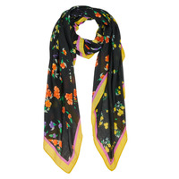 Accessorie Women Scarves Desigual FOU MIXED FLOWERS RECTANGLE Black / Multicolour