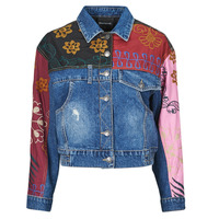 Clothing Women Denim jackets Desigual CHAQ MADRID Blue / Multicolour