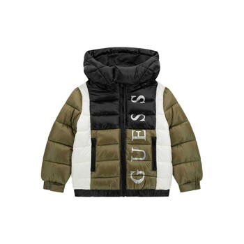 Clothing Boy Duffel coats Guess HOODED PADDED JACKET Multicolour