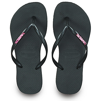 kengät Naiset Varvassandaalit Havaianas SLIM LOGO METALLIC Musta / Vaaleanpunainen