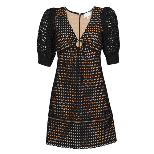 vaatteet Naiset Lyhyt mekko MICHAEL Michael Kors GEO EYELET MINI DRESS Musta