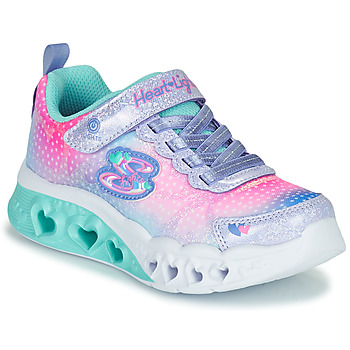 kengät Tytöt Matalavartiset tennarit Skechers FLUTTER HEART LIGHTS Vaaleanpunainen / Sininen