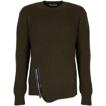 vaatteet Miehet Neulepusero Les Hommes LJK106-656U | Round Neck Sweater with Asymetric Zip Vihreä